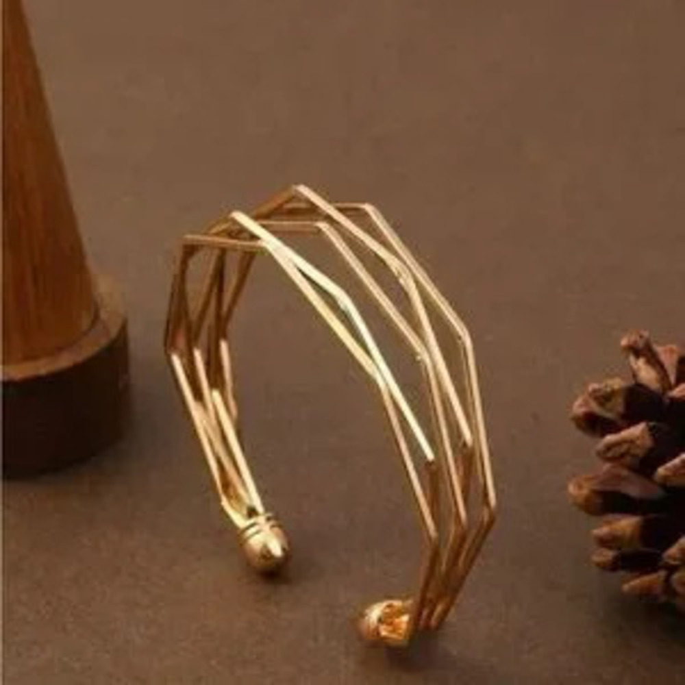 Gold 1pc Geometric Cuff Bracelet